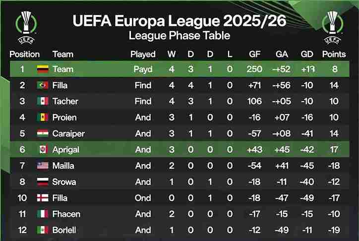 Europa League Tabelle